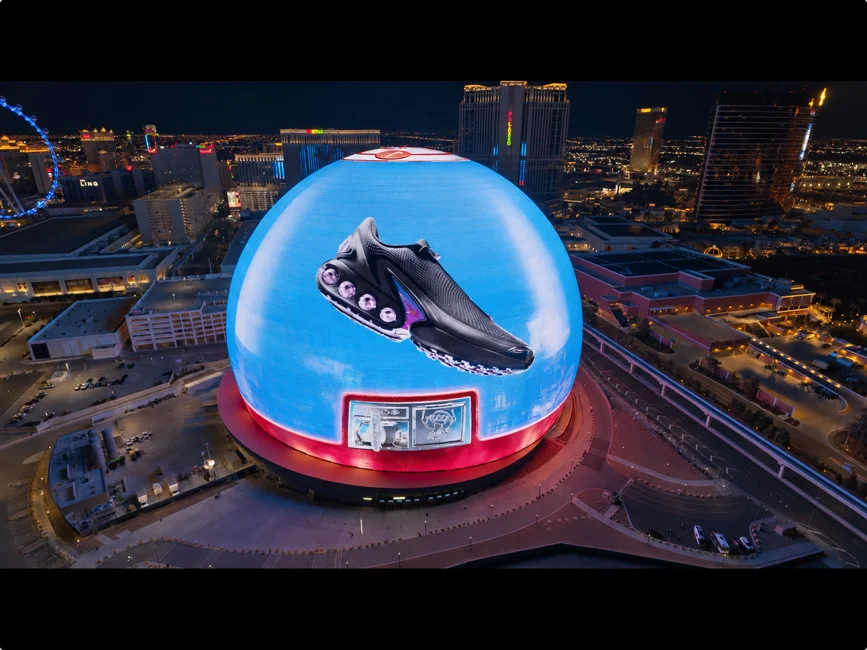Nike shoe campaign on Sphere; AI-assisted exposure adjustment